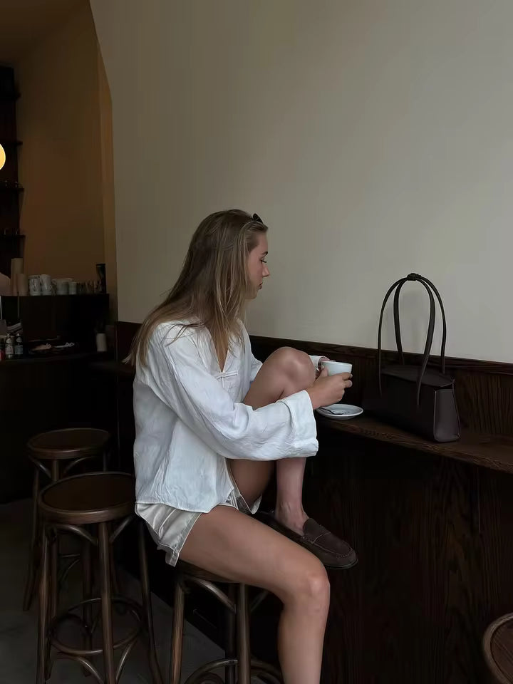 Linen Breeze V-Neck Blouse