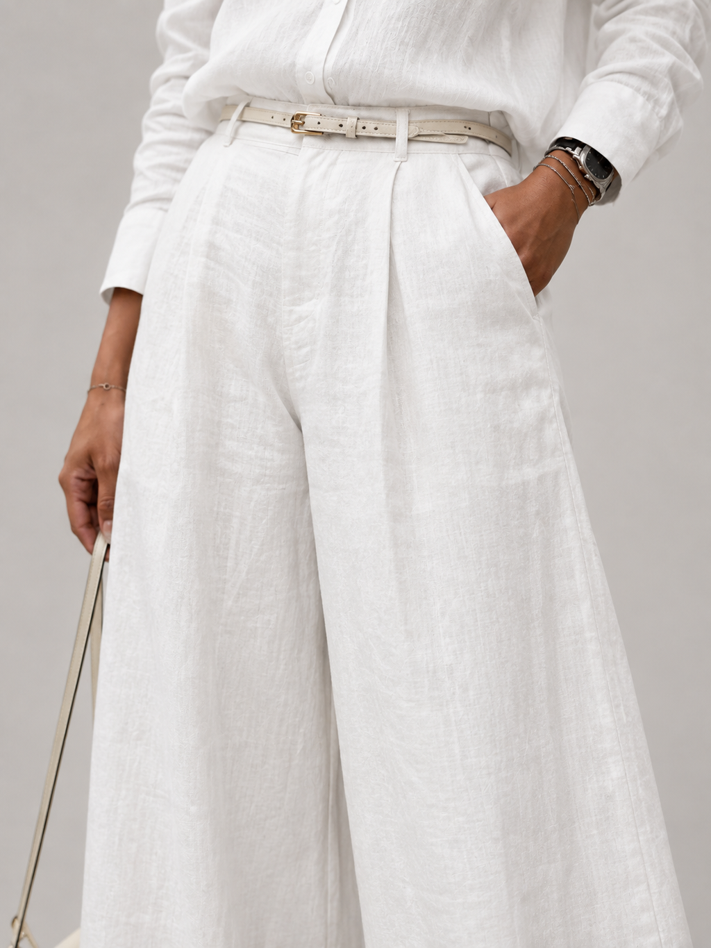 Wide-Leg Linen Trousers