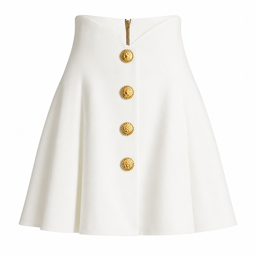 A-Line Button Mini Skirt