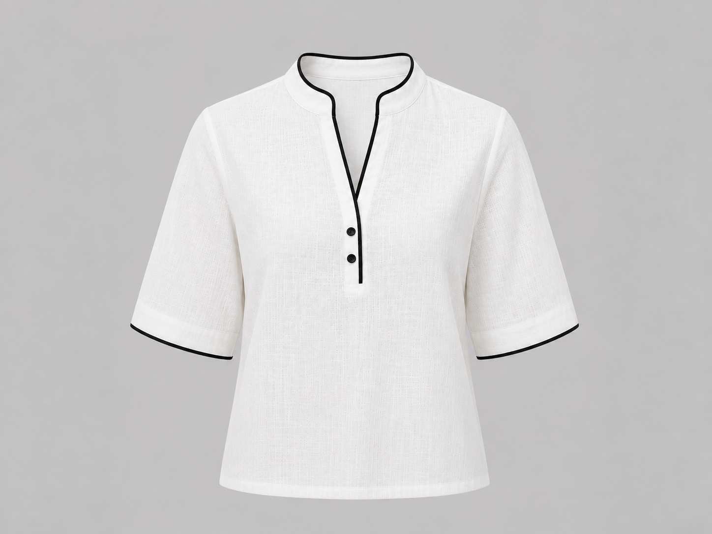 V-Neck Contrast Trim Blouse