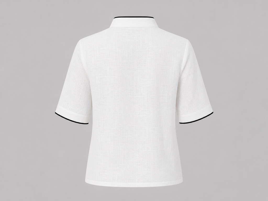 V-Neck Contrast Trim Blouse