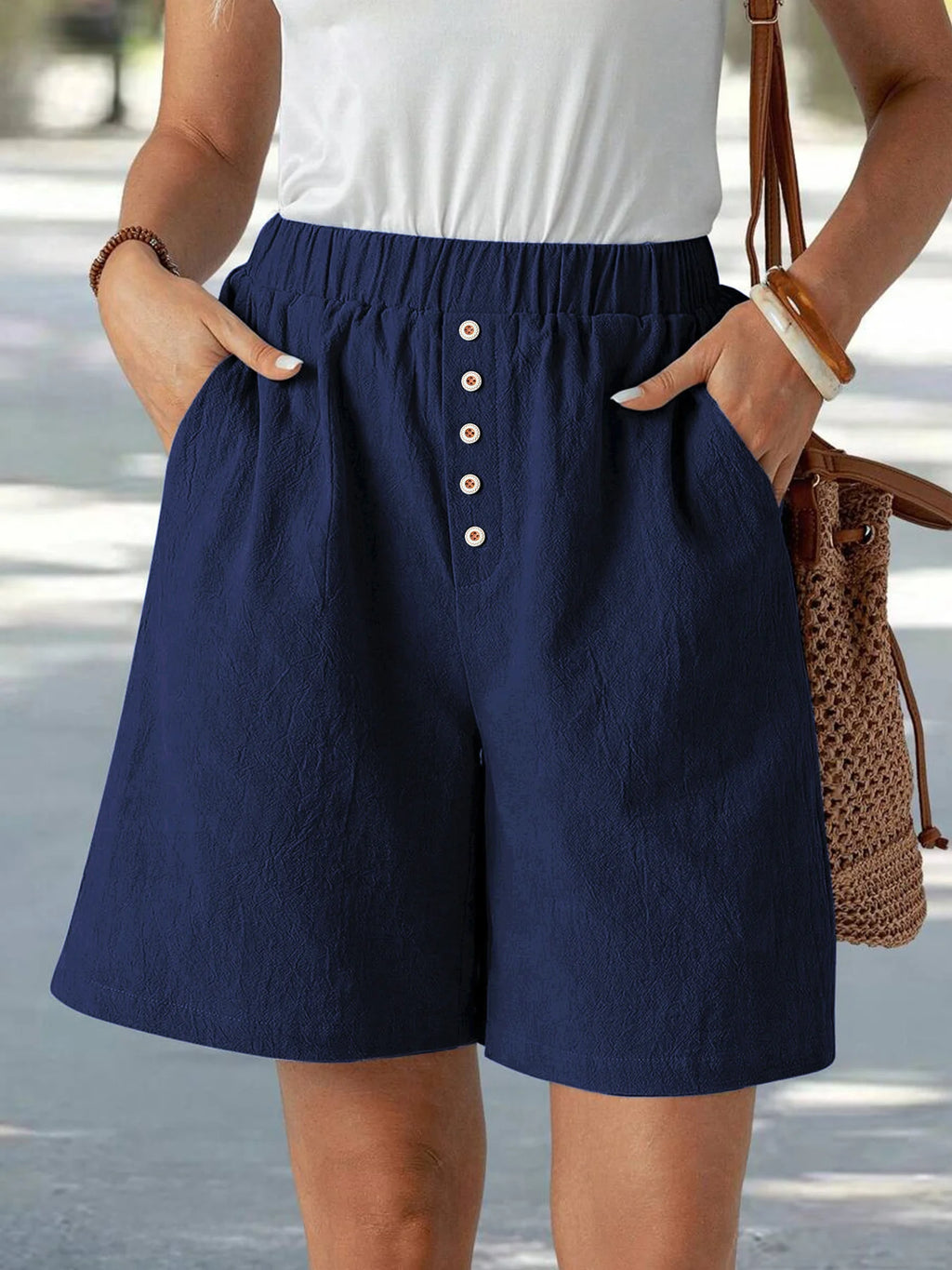 High-Waisted Linen Shorts