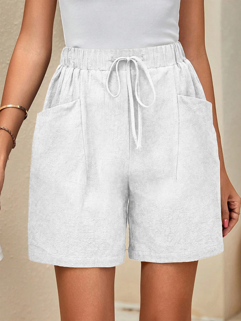 Mid-Rise Linen Shorts