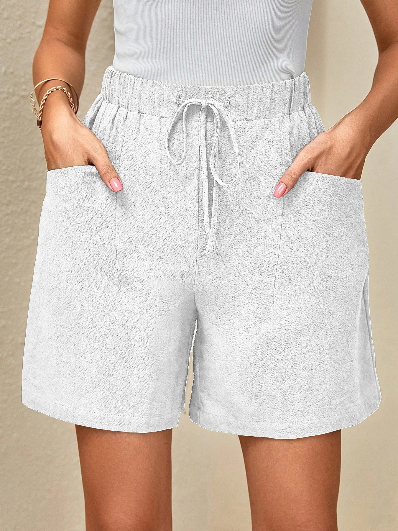 Mid-Rise Linen Shorts