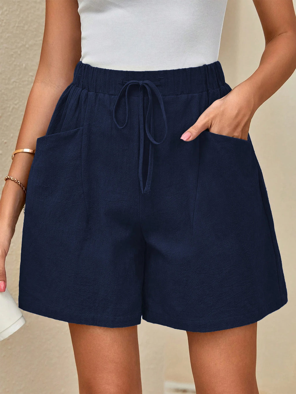 Mid-Rise Linen Shorts