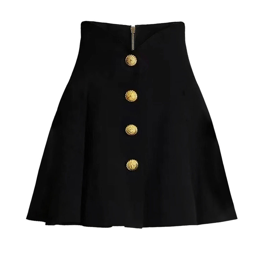 A-Line Button Mini Skirt